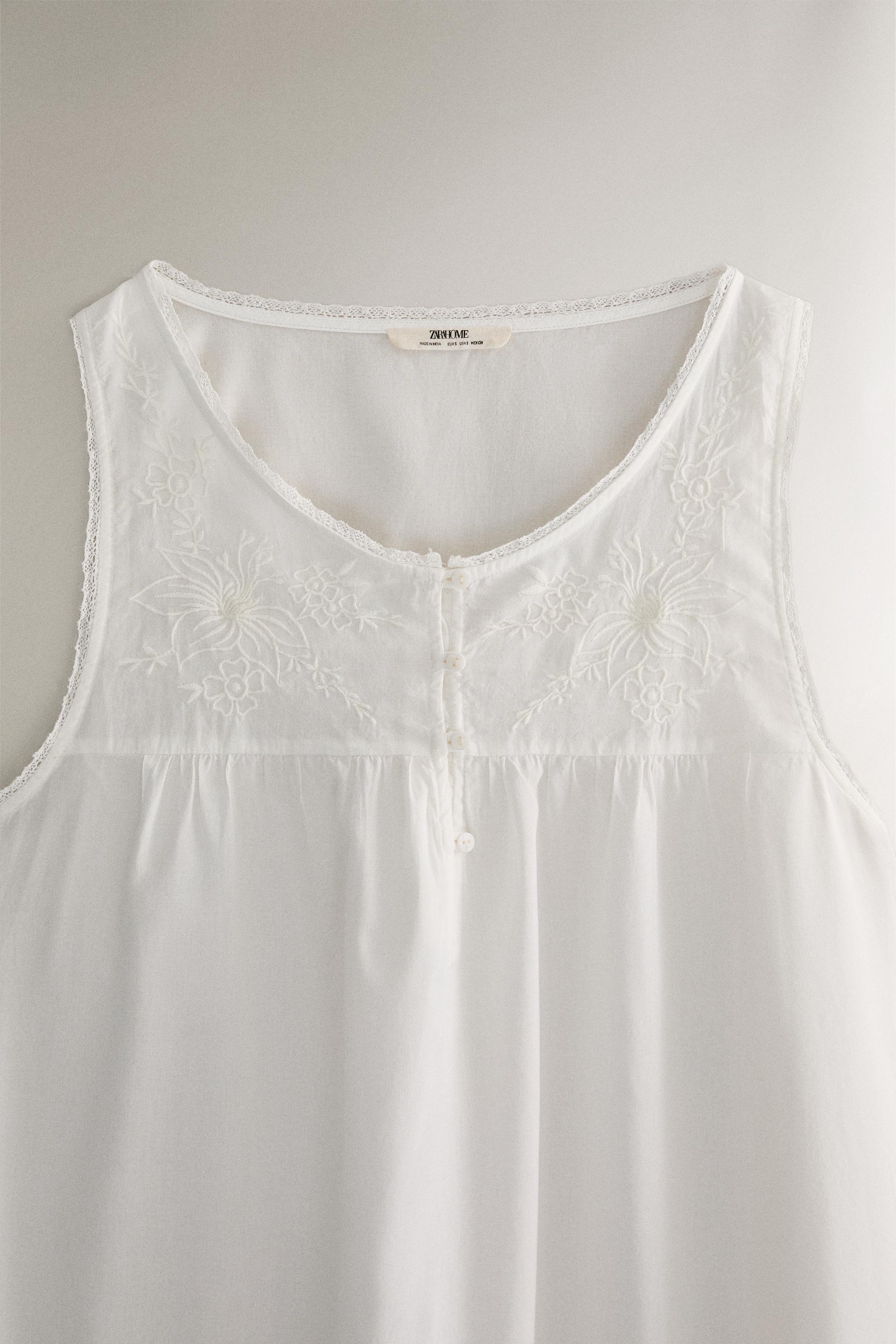 EMBROIDERED COTTON NIGHTGOWN